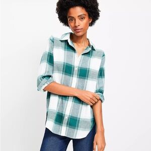 Petite Plaid Angled Cuff Everyday Tunic Shirt